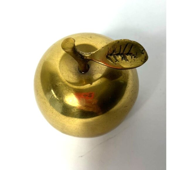 Vintage Solid Brass Apple Bell Teacher’s Desk Paperweight Classroom Decor - Picture 6 of 10